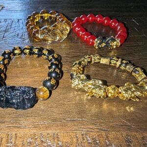 Set of Beaded Bracelets with Gold Accents